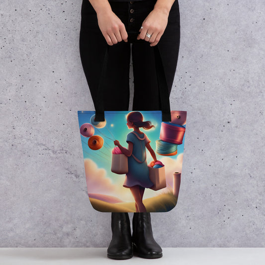 Girl and balls of yarn Tote bag 🧶✨