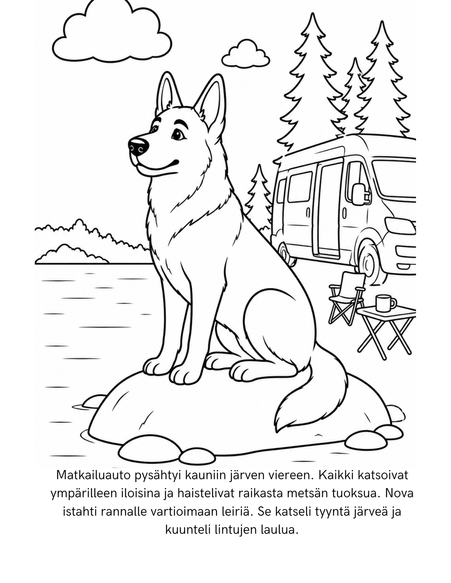 Värityskirja | Ensimmäinen retki järvelle